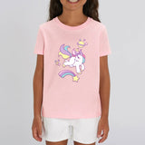 t-shirt licorne enfant rose étoile filante coton bio