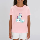 t-shirt licorne enfant rose nuage merveilleux coton bio 