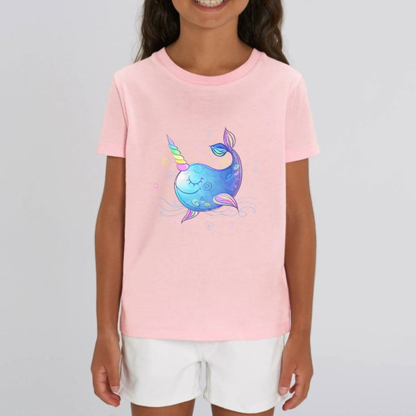 t-shirt licorne enfant rose licorne de mer coton bio 