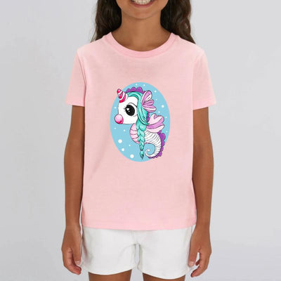t-shirt licorne enfant rose seahorse hyppocorne coton bio