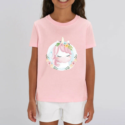 t-shirt licorne enfant rose mignonne coton bio 