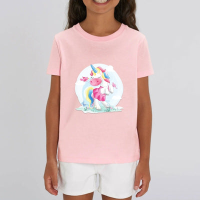 t-shirt licorne enfant rose je suis une princesse coton bio