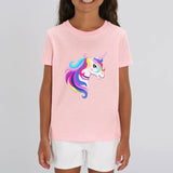 t-shirt licorne enfant rose licorne flamboyante coton bio 