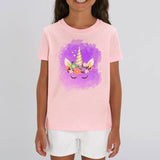 t-shirt licorne enfant rose couronne fleurie coton bio 