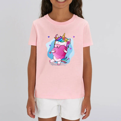t-shirt licorne enfant rose gros câlin coton bio 
