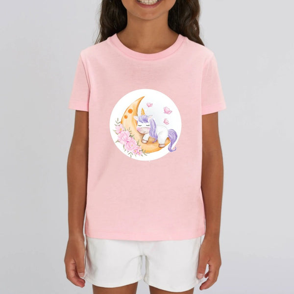 t-shirt licorne enfant rose dodo lune coton bio 