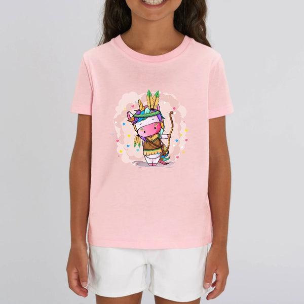 t-shirt licorne enfant rose indienne fantastique coton bio 