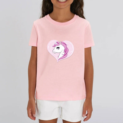 t-shirt licorne enfant rose joli coeur coton bio 