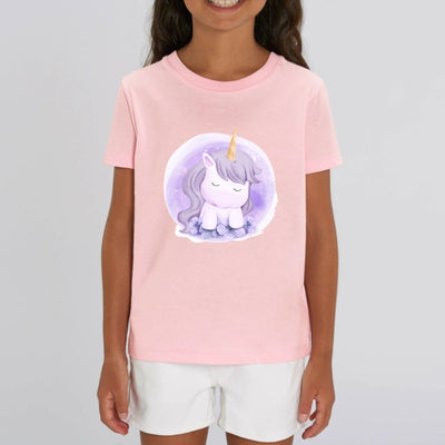 t-shirt licorne toute douce enfant rose coton bio 