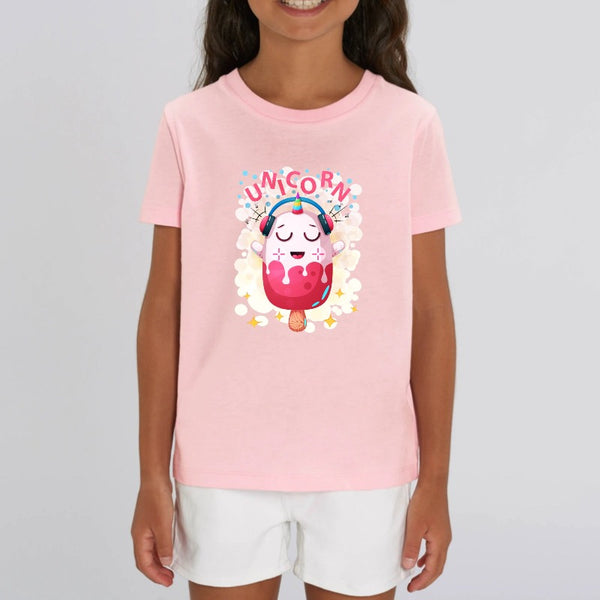 t-shirt licorne enfant rose icecream coton bio