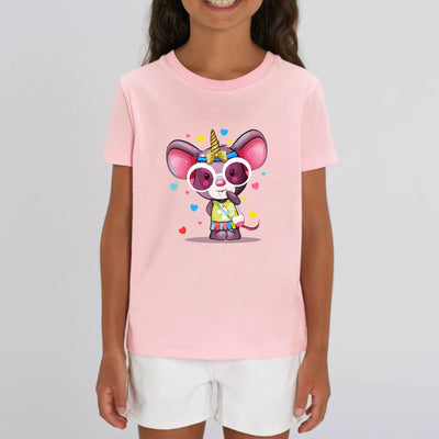 t-shirt licorne enfant rose souricorn coton bio