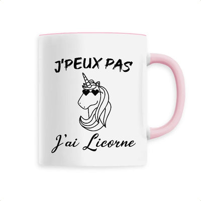 mug licorne anse rose j'peux pas j'ai licorne