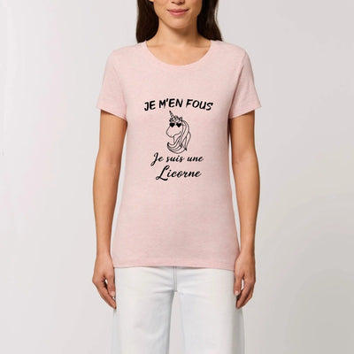 t shirt licorne femme rose je m'en fous je suis une licorne