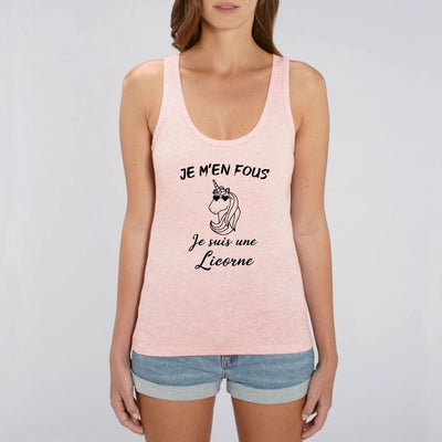 Débardeur licorne femme rose m'en fous je suis une licorne