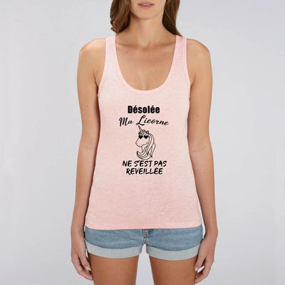 Débardeur licorne femme rose ma licorne ne s'est pas réveillée