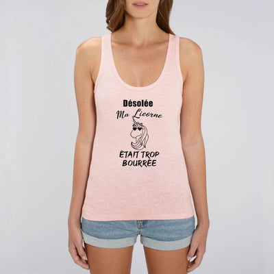 Débardeur licorne femme rose ma licorne était trop bourrée