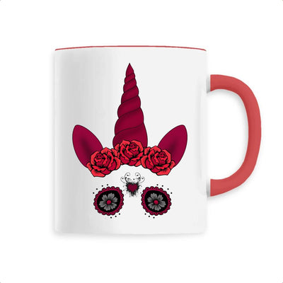 Mug Licorne Gothique Crâne Mexicain rouge
