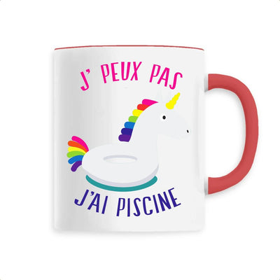 Mug licorne j'peux pas j'ai piscine rouge