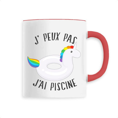 Mug licorne j'peux pas j'ai piscine rouge