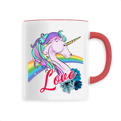 Mug licorne Love rouge 