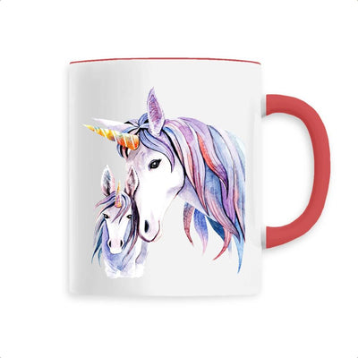 Mug licorne mère et fille rouge