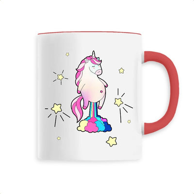 Mug licorne qui pète des paillettes rouge
