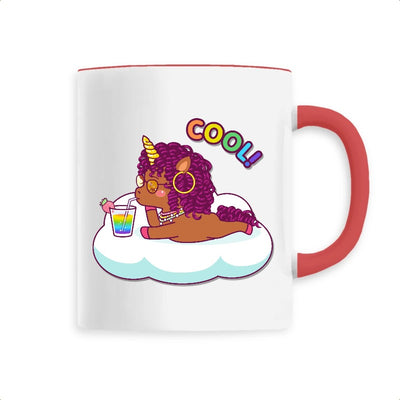 Mug licorne cool curly rouge 