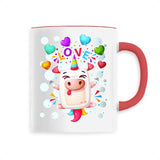 Mug licorne crazy love rouge