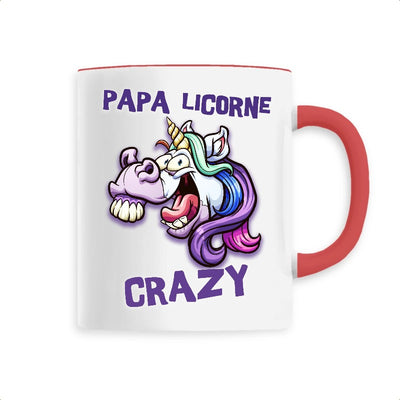 Mug papa licorne crazy rouge 