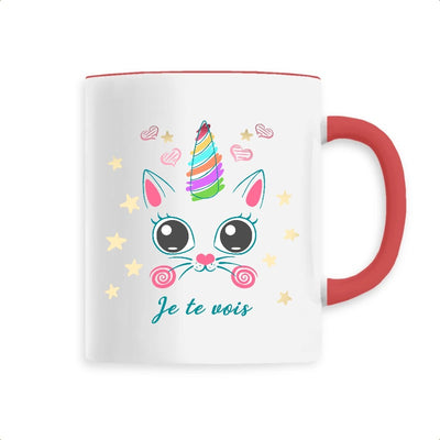 Mug licorne caticorn je te vois rouge 