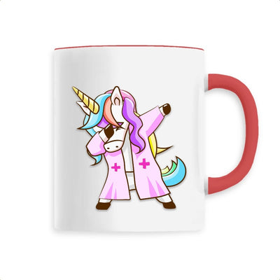 Mug licorne infirmière qui dab rouge 