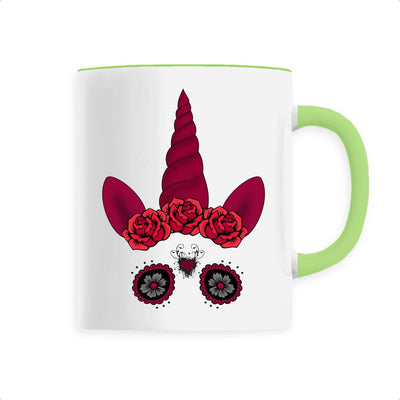 Mug Licorne Gothique Crâne Mexicain vert