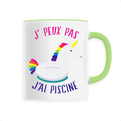 Mug licorne j'peux pas j'ai piscine vert