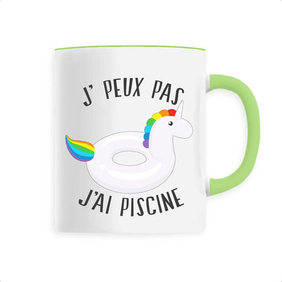 Mug licorne j'peux pas j'ai piscine vert