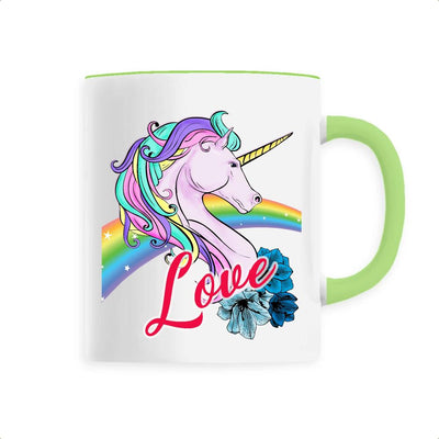 Mug licorne Love vert