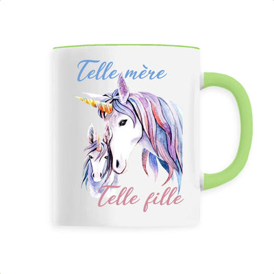 Mug licorne Telle mère telle fille vert