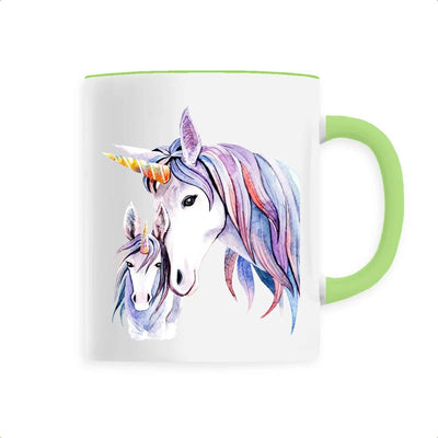 Mug licorne mère et fille vert