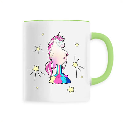 Mug licorne qui pète des paillettes vert