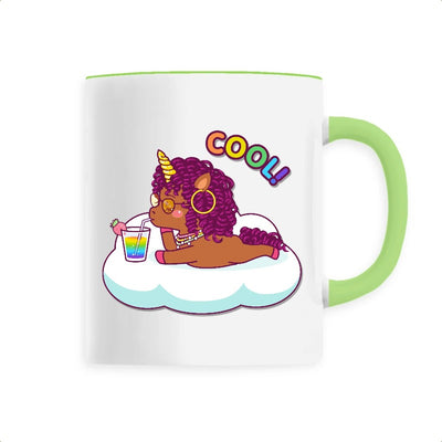 Mug licorne cool curly vert