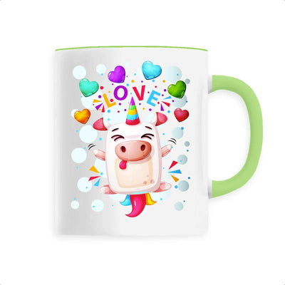 Mug licorne crazy love vert