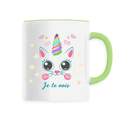 Mug licorne caticorn je te vois vert