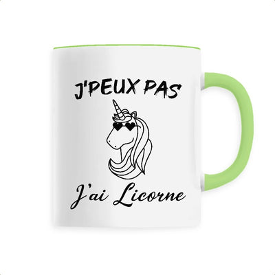 mug licorne anse verte  j'peux pas j'ai licorne