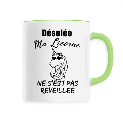 Mug licorne anse verte ma licorne ne s'est pas réveillée