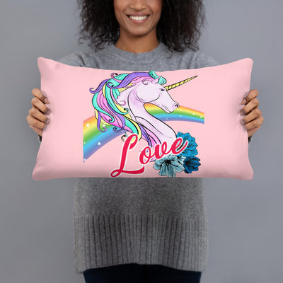 Coussin licorne love rose 50x30