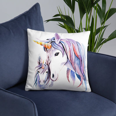 Coussin Licorne <br>Mère & Fille Blanc