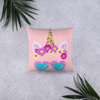 Coussin licorne avec lunettes de soleil rose 45x45