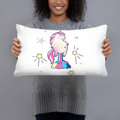 Coussin licorne qui pète des paillettes 50x30