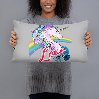 Coussin licorne love gris 50x30