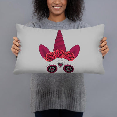 Coussin licorne gothique crâne mexicain gris 50x30