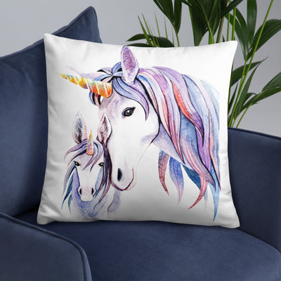 Coussin Licorne <br>Mère & Fille Blanc